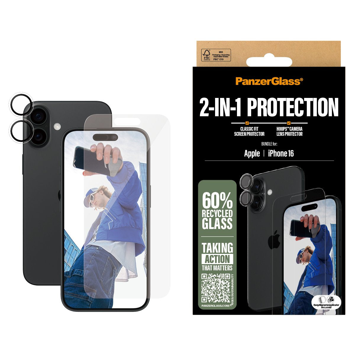 EAN 5715685011313 - PanzerGlass ® 2-in-1 Bundle iPhone 16 Protector de pantalla Apple 1 pieza(s) imagen 2