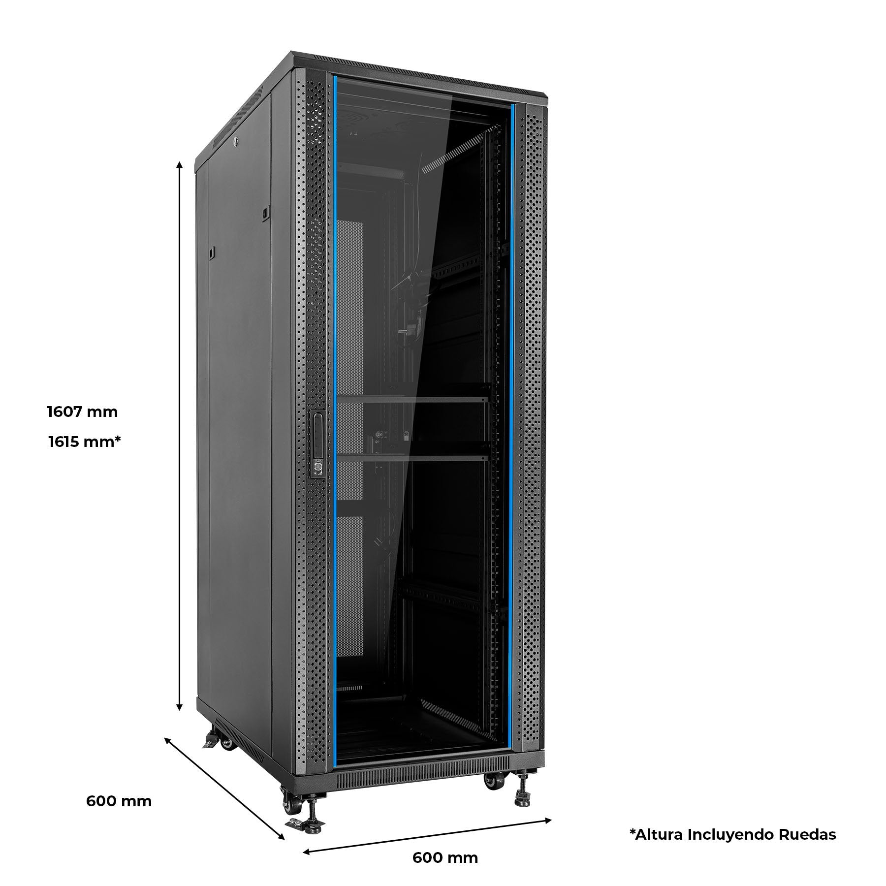 Armario  Aiten Data Ai6632  32u - Ancho 600 - Fondo 600 - Incluye 2 Bandejas Fijas - 4 Ventiladores 120mm - 1