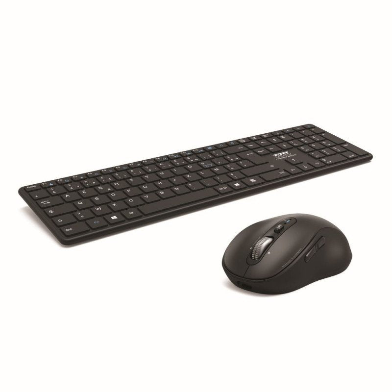 Port Teclado + Raton Cablelos Wiederaufladbar Negro