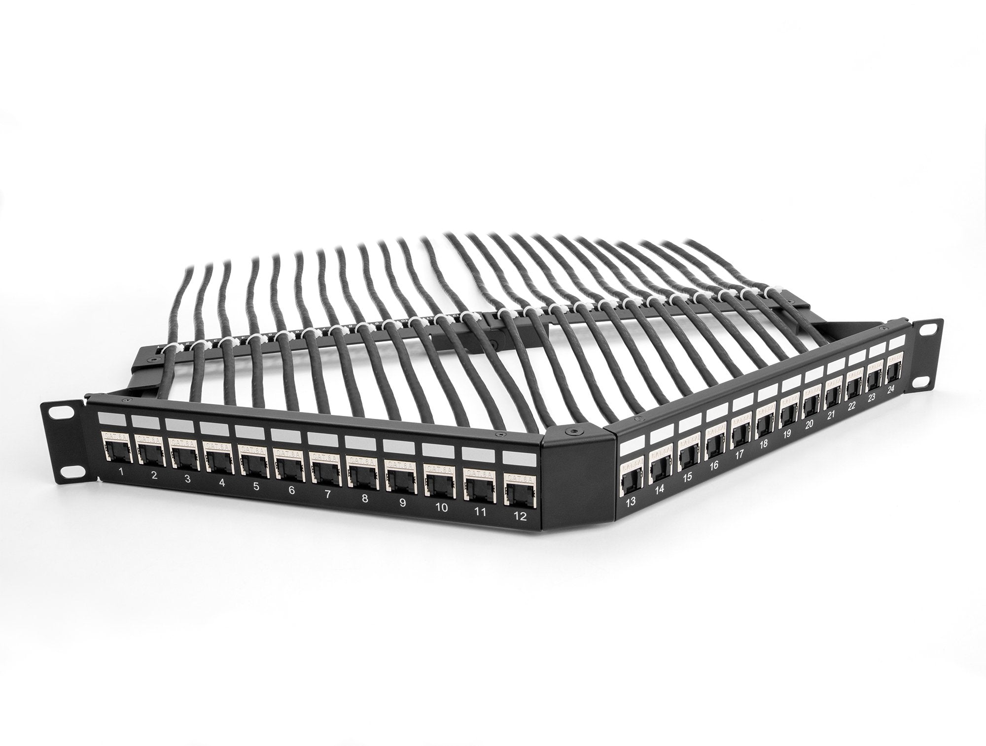 Delock 19 Keystone Patchpanel 24 Port Mit Entlastungsschiene 1 He Gewinkelt Schwarz