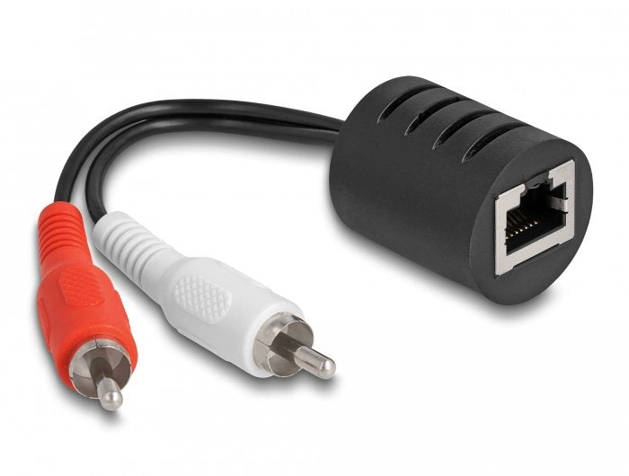 Delock 87857 Extensor De Audio Estéreo Rj45 Hembra A 2 X Rca Macho Cat.5 Hasta 50 M Set 2 Piezas