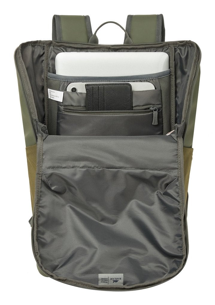 EAN 4260709015644 - Rivacase Eden mochila Mochila de viaje Oliva cuero PU, Poliéster, Tereftalato de polietileno reciclado (r imagen 12