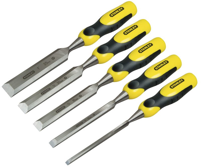 Juego De Cinceles Stanley Dynagrip, 5 Piezas (Amarillo Negro)