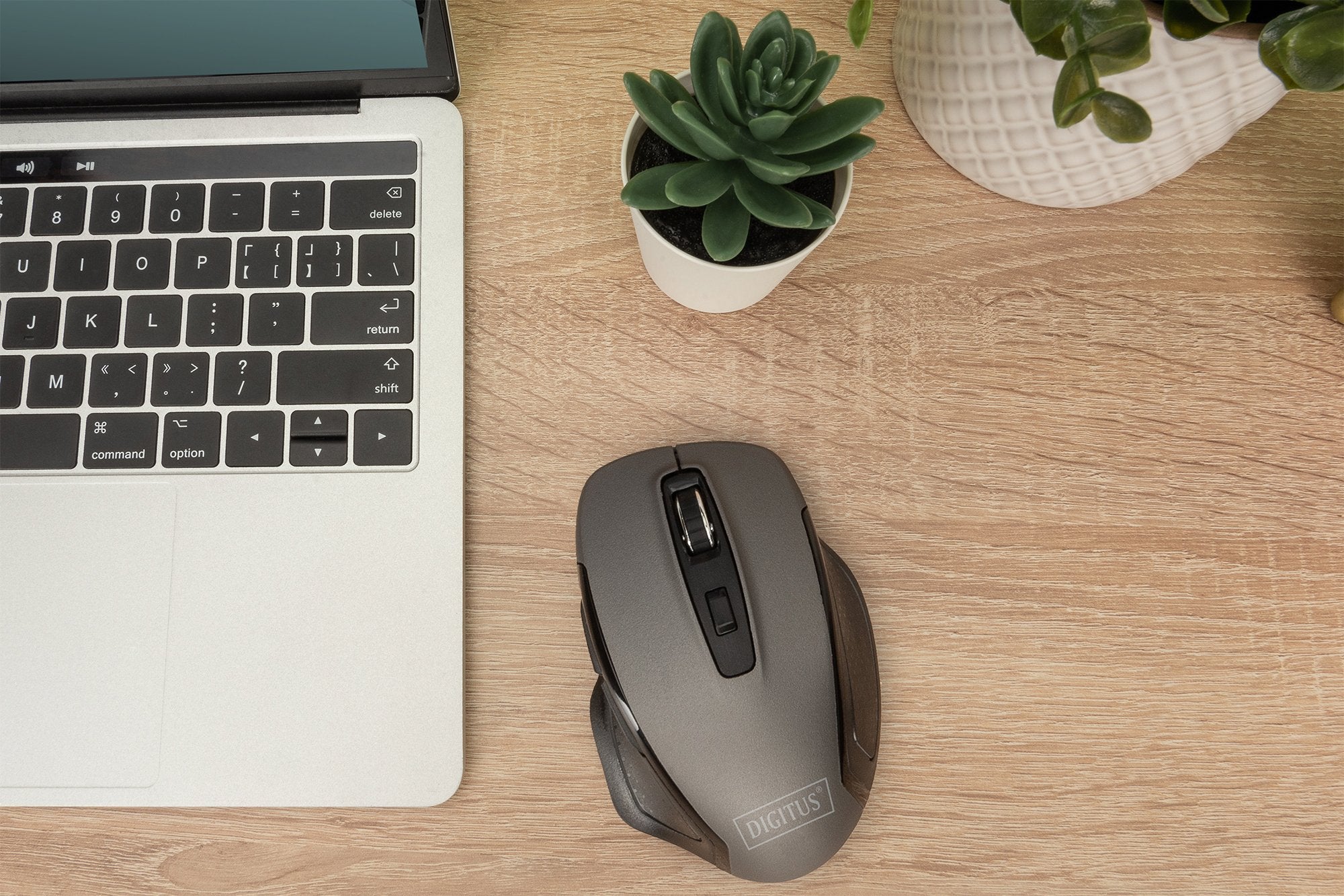 Raton Digitus Wireless Optical Mouse, 6 Botones, Ergonomic 1600dpi Negro/Gris