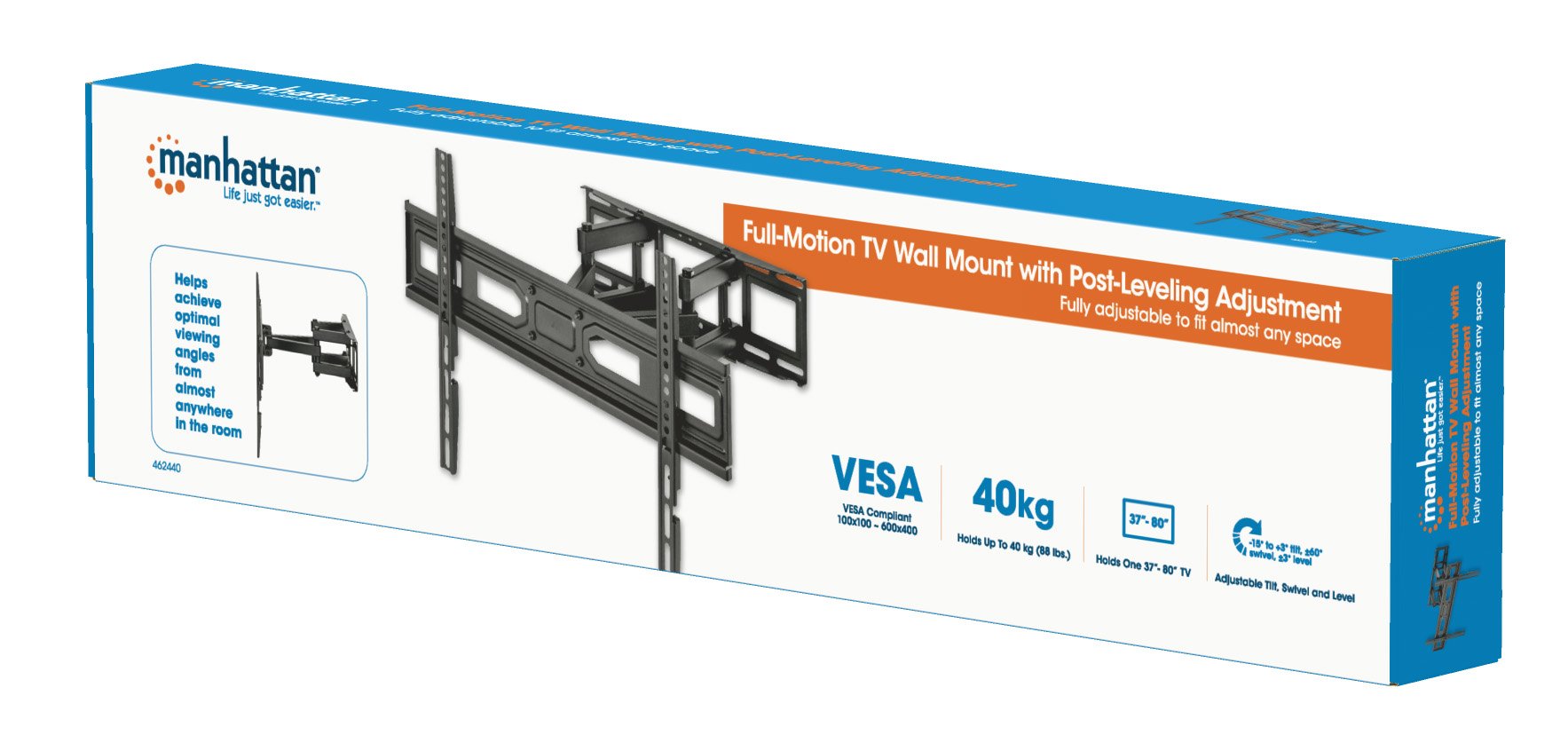 Manhattan Soporte De Pared Para Tv 37"-80" 70kg Full Motion