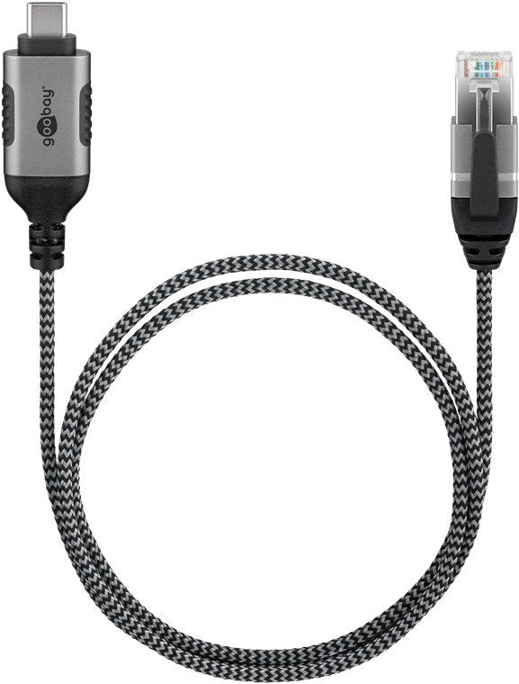 Cable Adaptador Ethernet Goobay Usb-C 3.2 Gen2 > Rj-45, Delgado Negro Gris, 3 Metros 74404