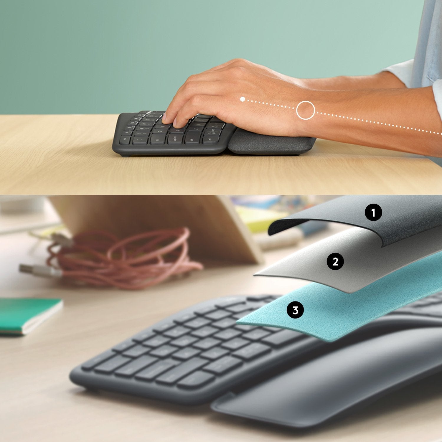 EAN 5099206094970 - Logitech 920-010108 teclado Oficina RF Wireless + Bluetooth Internacional de EE.UU. Grafito imagen 3
