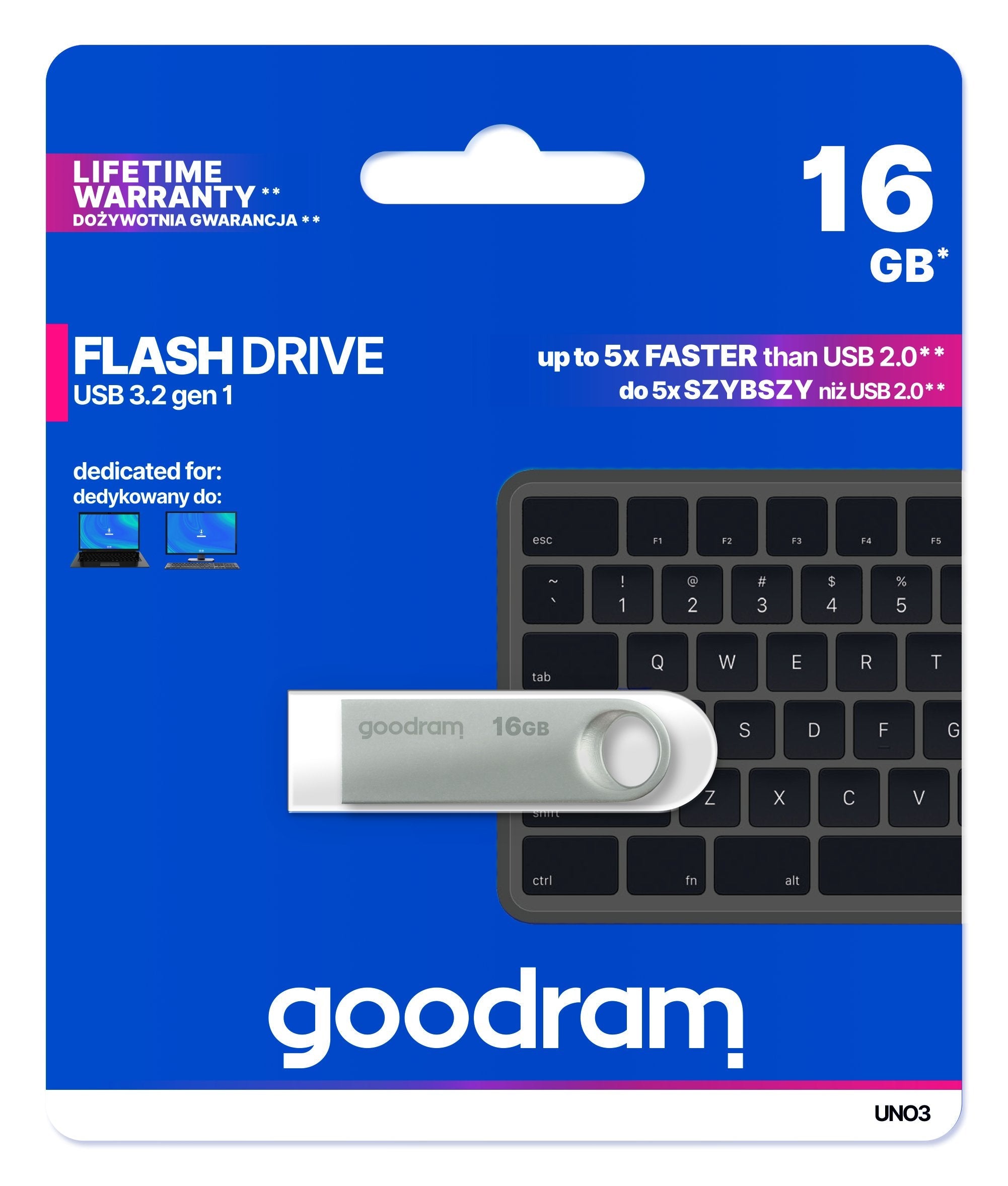 Goodram Flashdrive 16gb Uno3 Silver Usb 3.2 Gen 1
