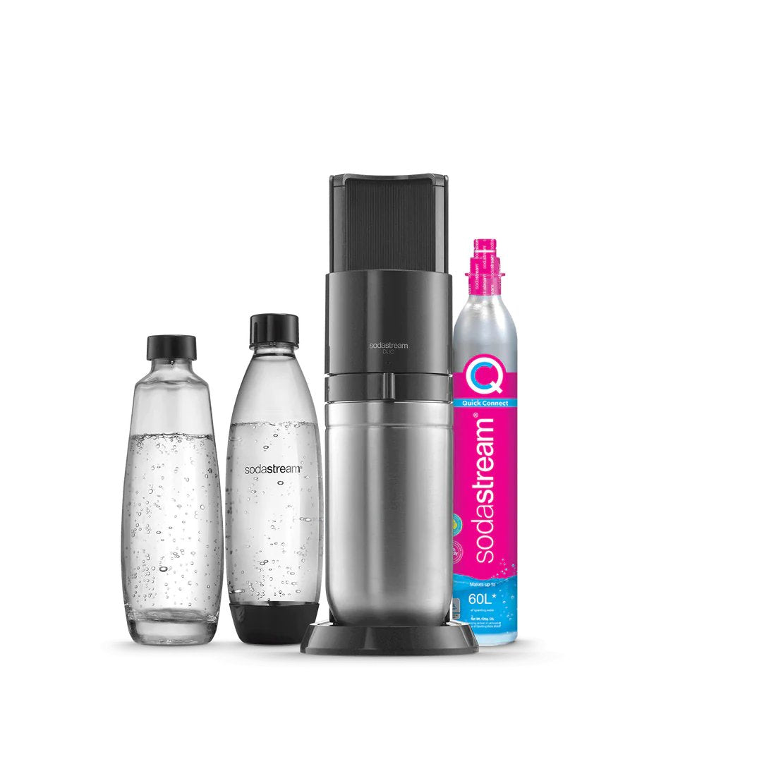 Sodastream Duo, Negro, Acero Inoxidable, 1 L, 60 L