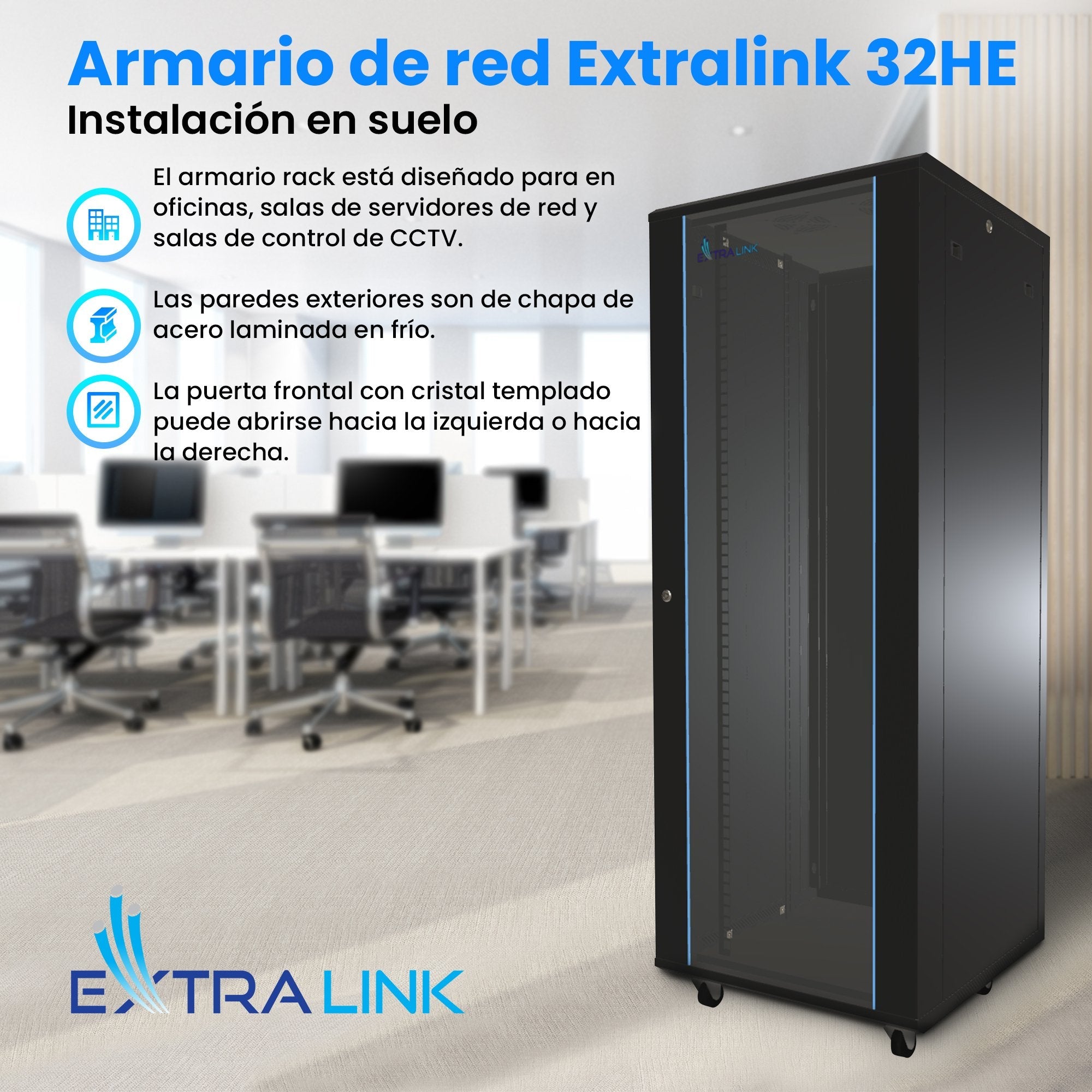 Extralink - 19 Armario De Pie 32u 600x800 Negro Flat-Pack