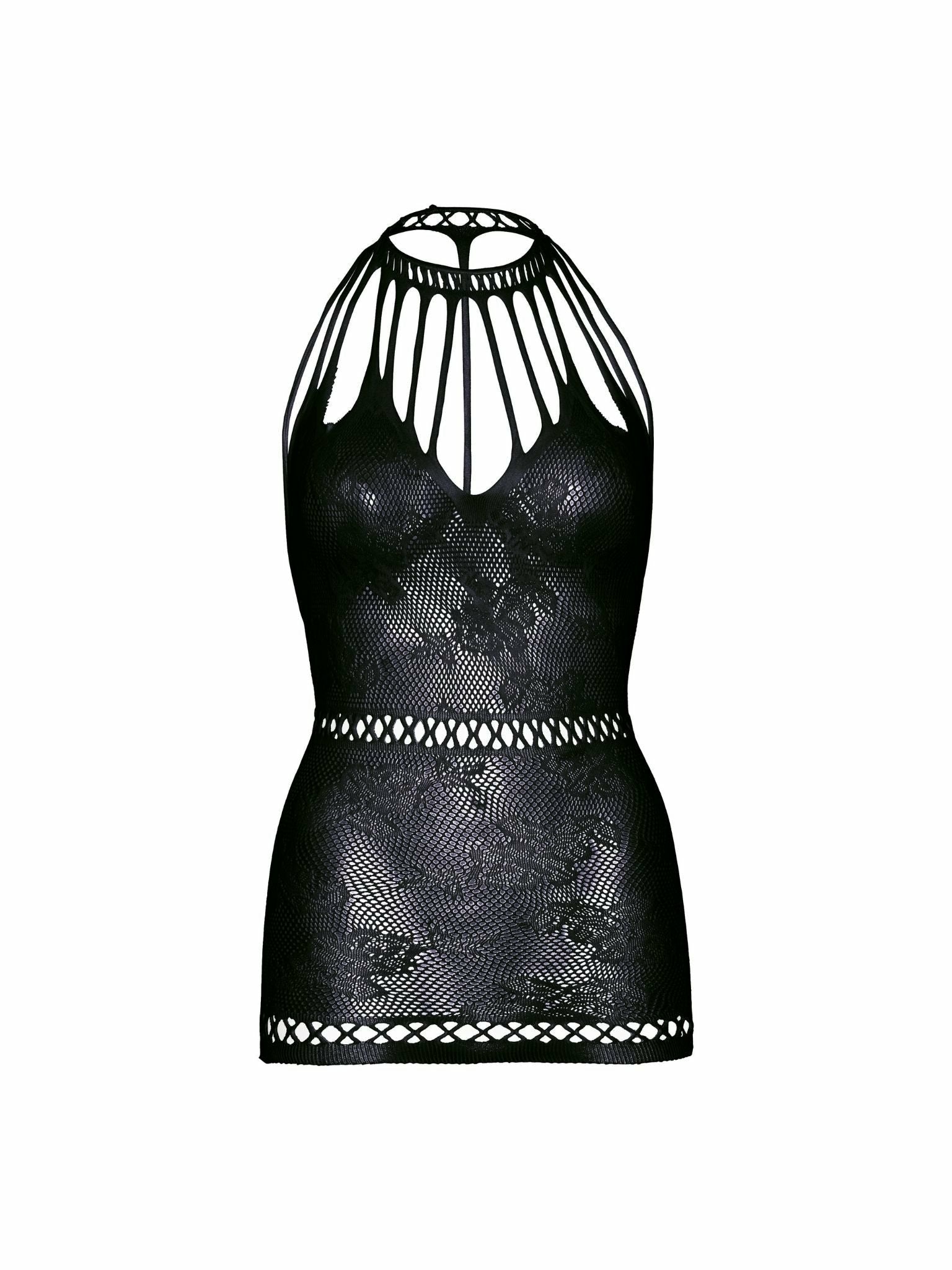 Leg Avenue - Mini Vestido De Encaje Con Aberturas Talla Unica - Negro