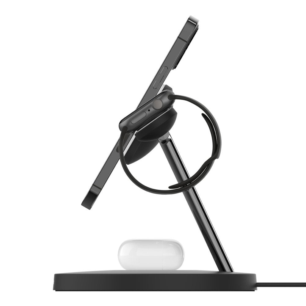 Belkin Boost Charge Pro Base De Carga Inalmbrica Con Magsafe + Adaptador De Corriente Ca 15 Vatios Fast Charge Negro Para Apple Airpods, Airpods Pro, Iphone 12, 13, Watch Series 4, Series 5, Series 6, Series 7