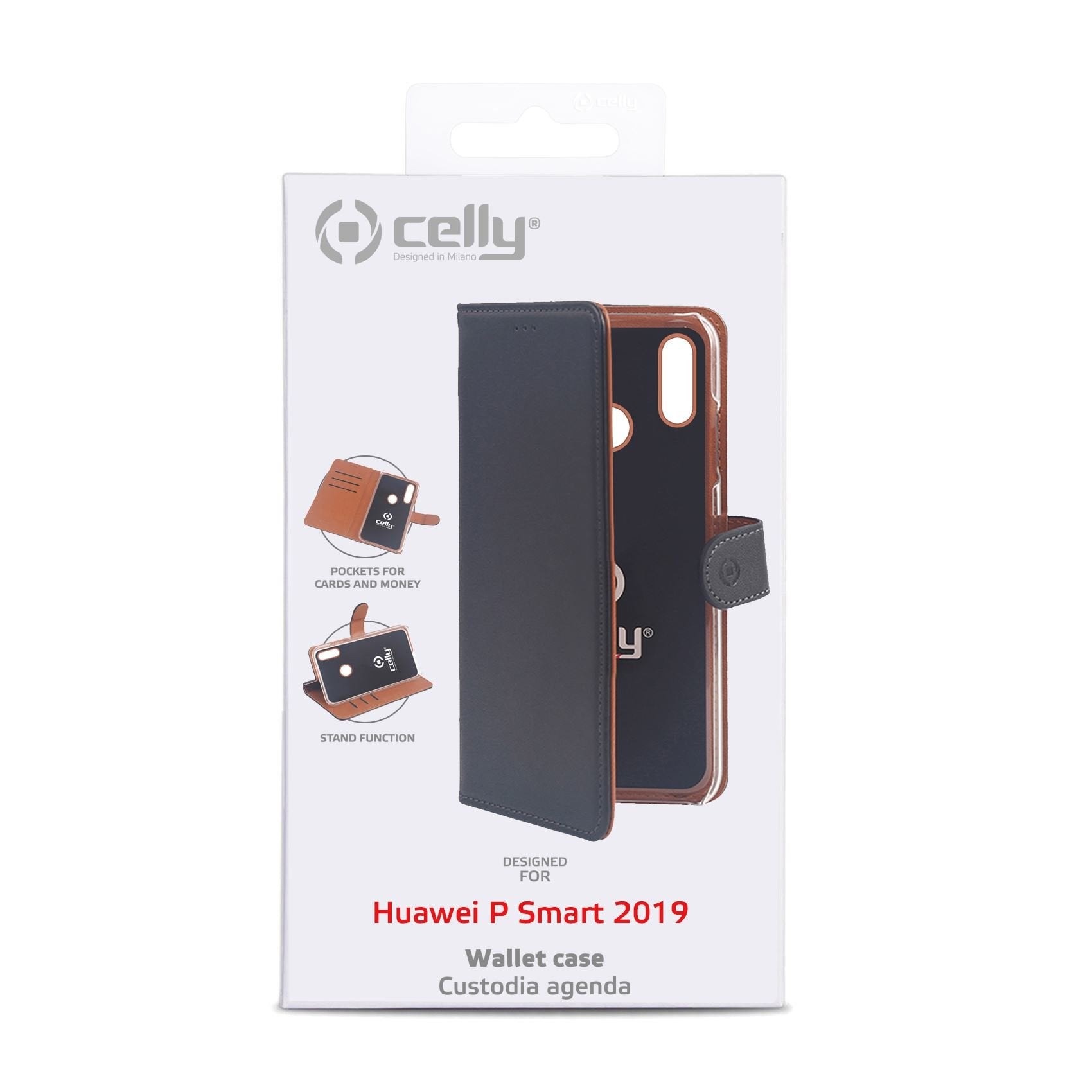 Case Celly Huawei P Smart 2019 Wallet Case Black Wally820