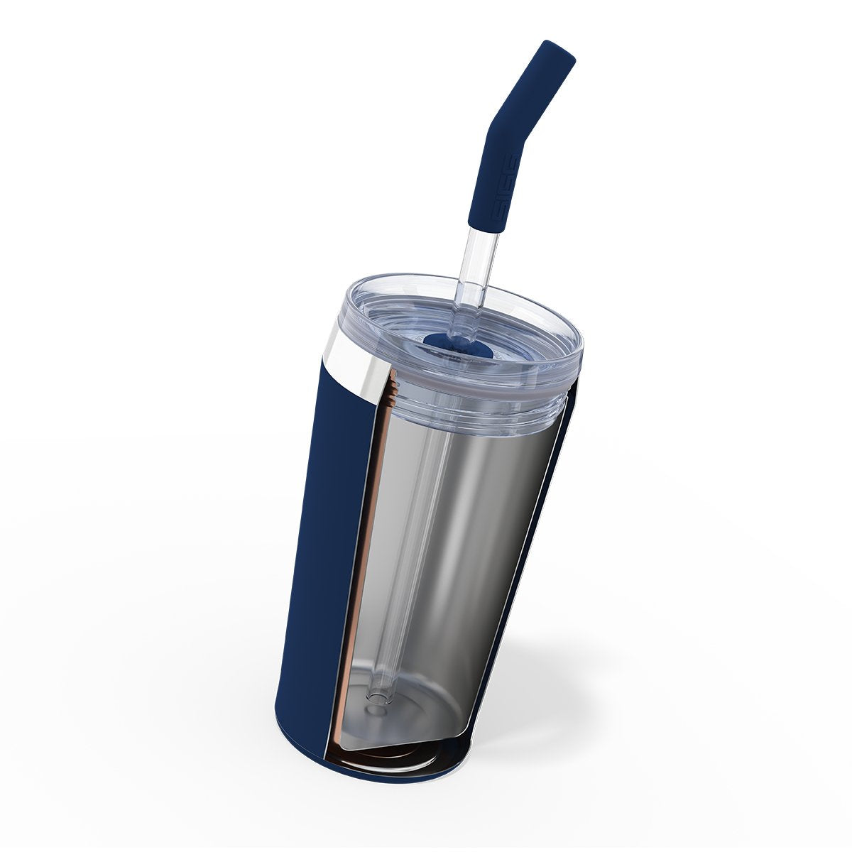 Taza De Café Sigg Helia Night Ink 0,45 L, Taza Térmica Azul Oscuro, Con Pajita