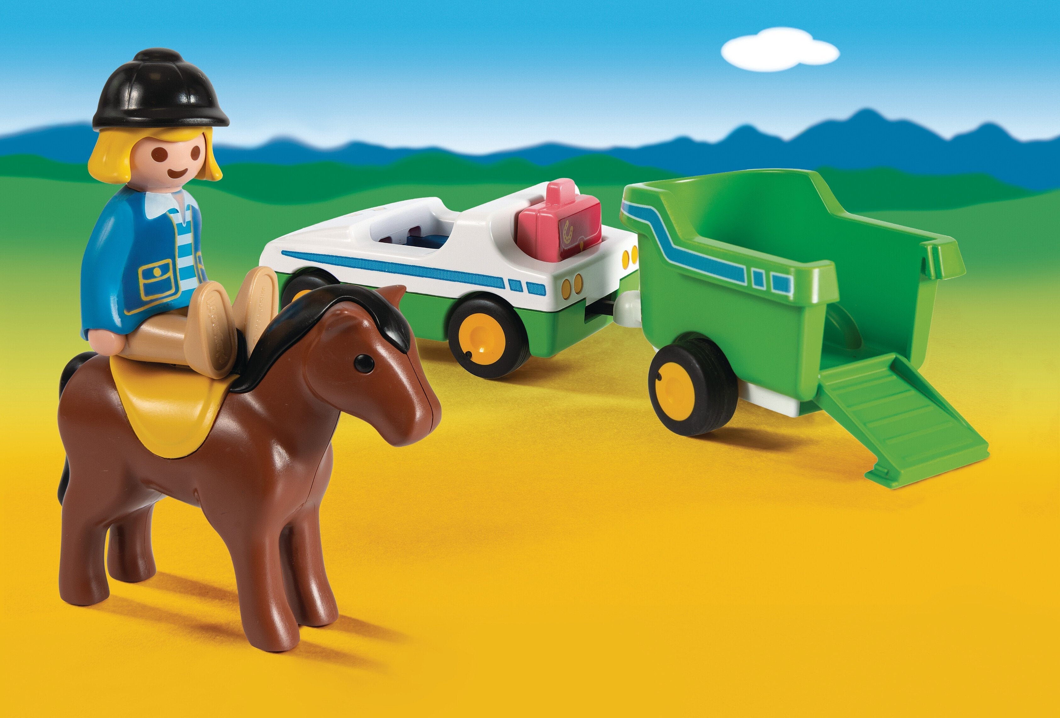Playmobil 70181 1.2.3 Coche Con Remolque Para Caballos