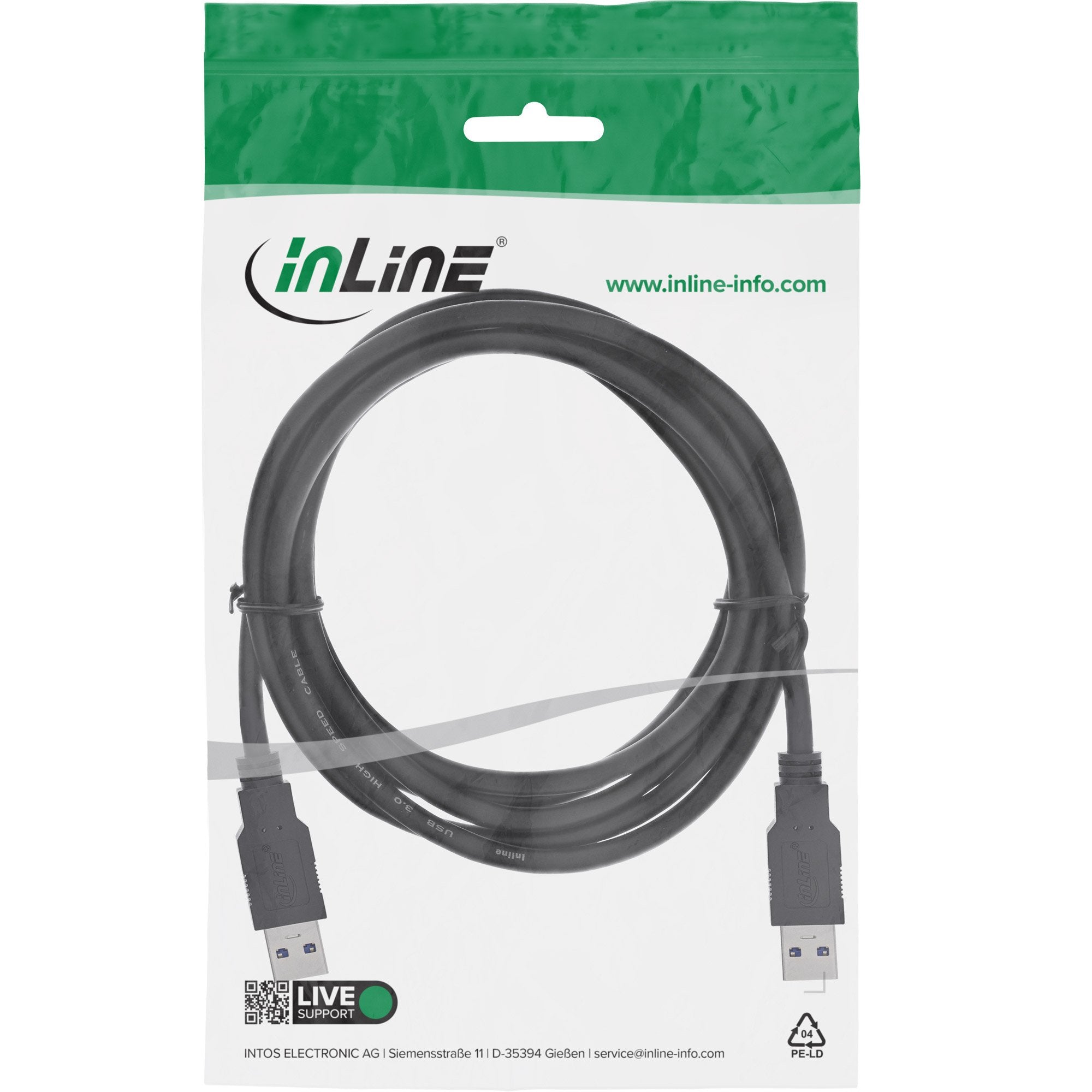 Inline Usb 3.0 Cable Tipo A Macho A A Macho Negro 2m