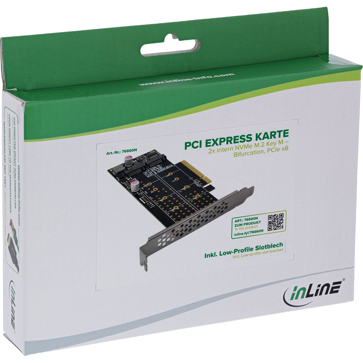 Inline Pcie Tarjeta A 2x Interno Nvme M.2 Key M  Bifurcation - Pcie X8