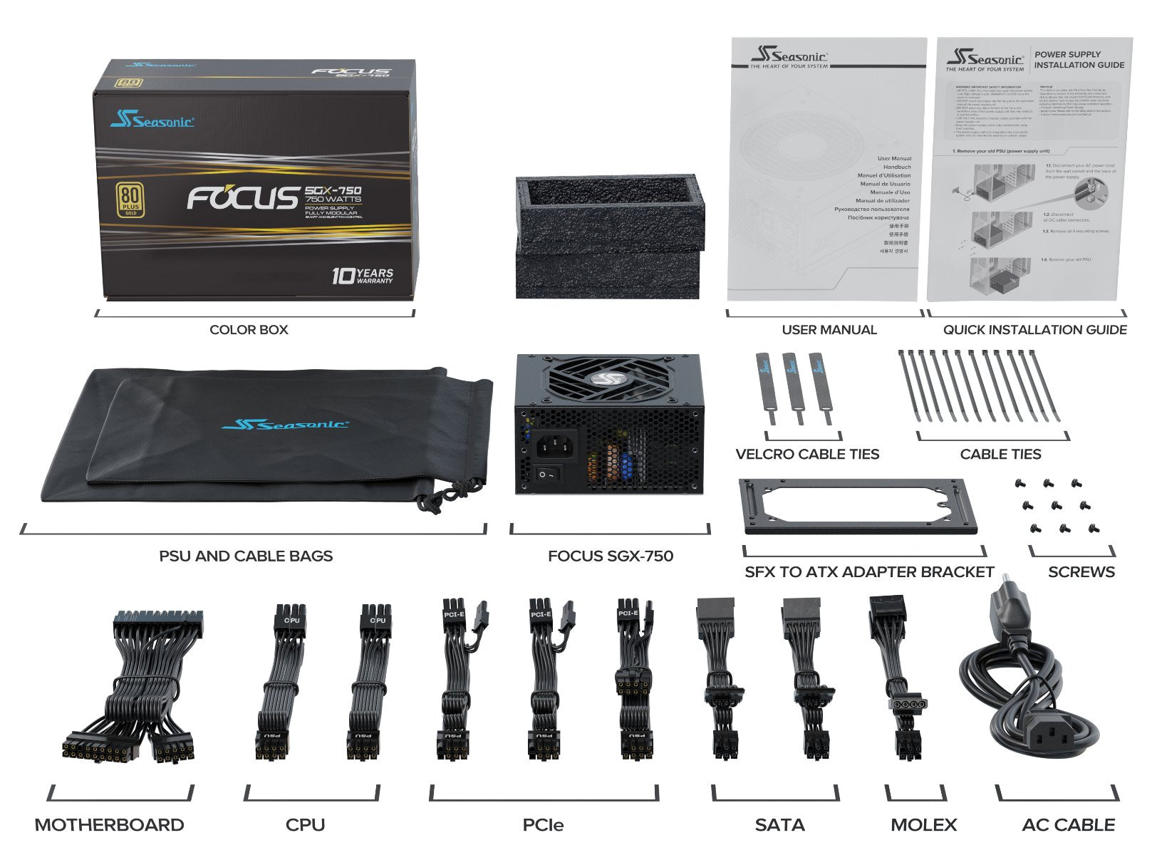 EAN 4711173877110 - Seasonic FOCUS SGX-750 (2021) unidad de fuente de alimentación 750 W 20+4 pin ATX SFX Negro imagen 7
