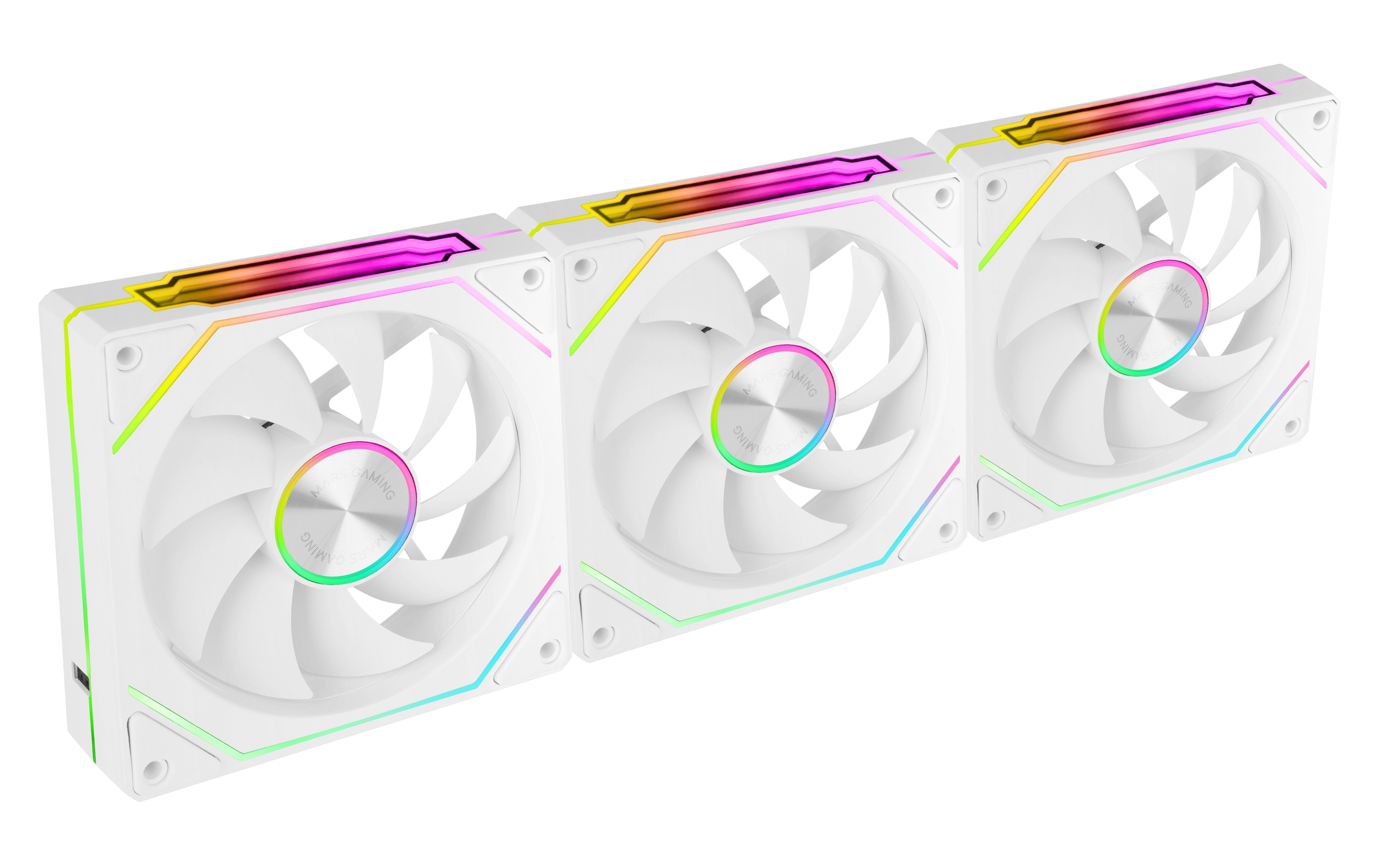 Pack 3 Ventiladores Mars Gaming Mf-Linkfinitykit2 12cm Argb Blanco