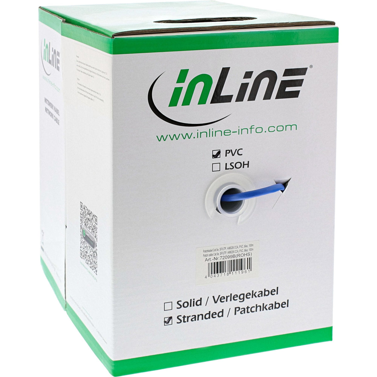 Cable De Red Inline Sf/Utp Cat.5e Awg26 Cca Pvc Azul 100m