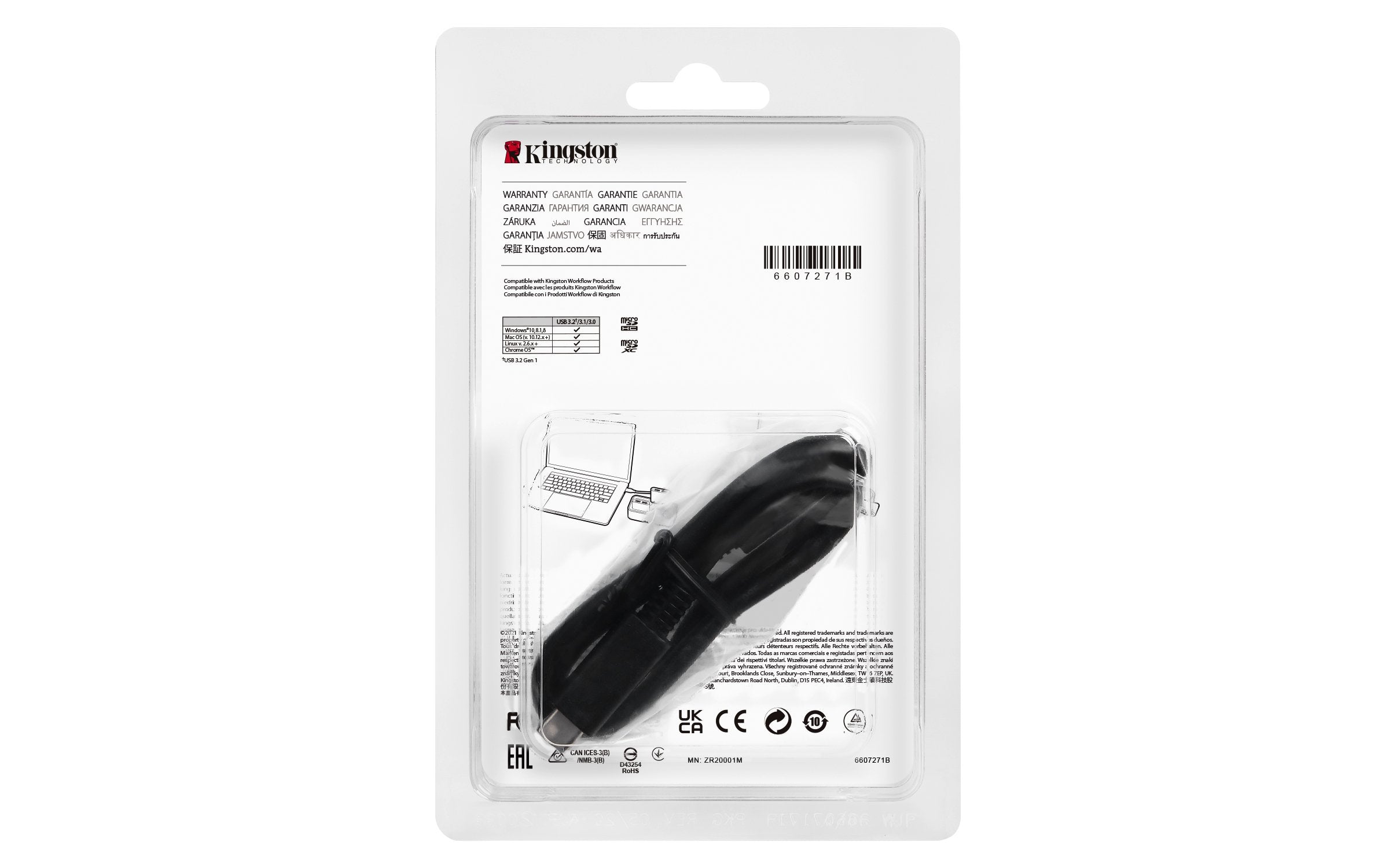 EAN 0740617307757 - Kingston Technology Workflow microSD Reader Negro, Plata imagen 3