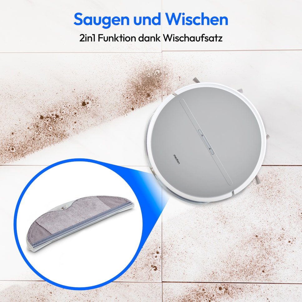 Medion Md18035 E35 Sw  (Blanco/Gris, Saugroboter Mit Wischfunktion) 50076258