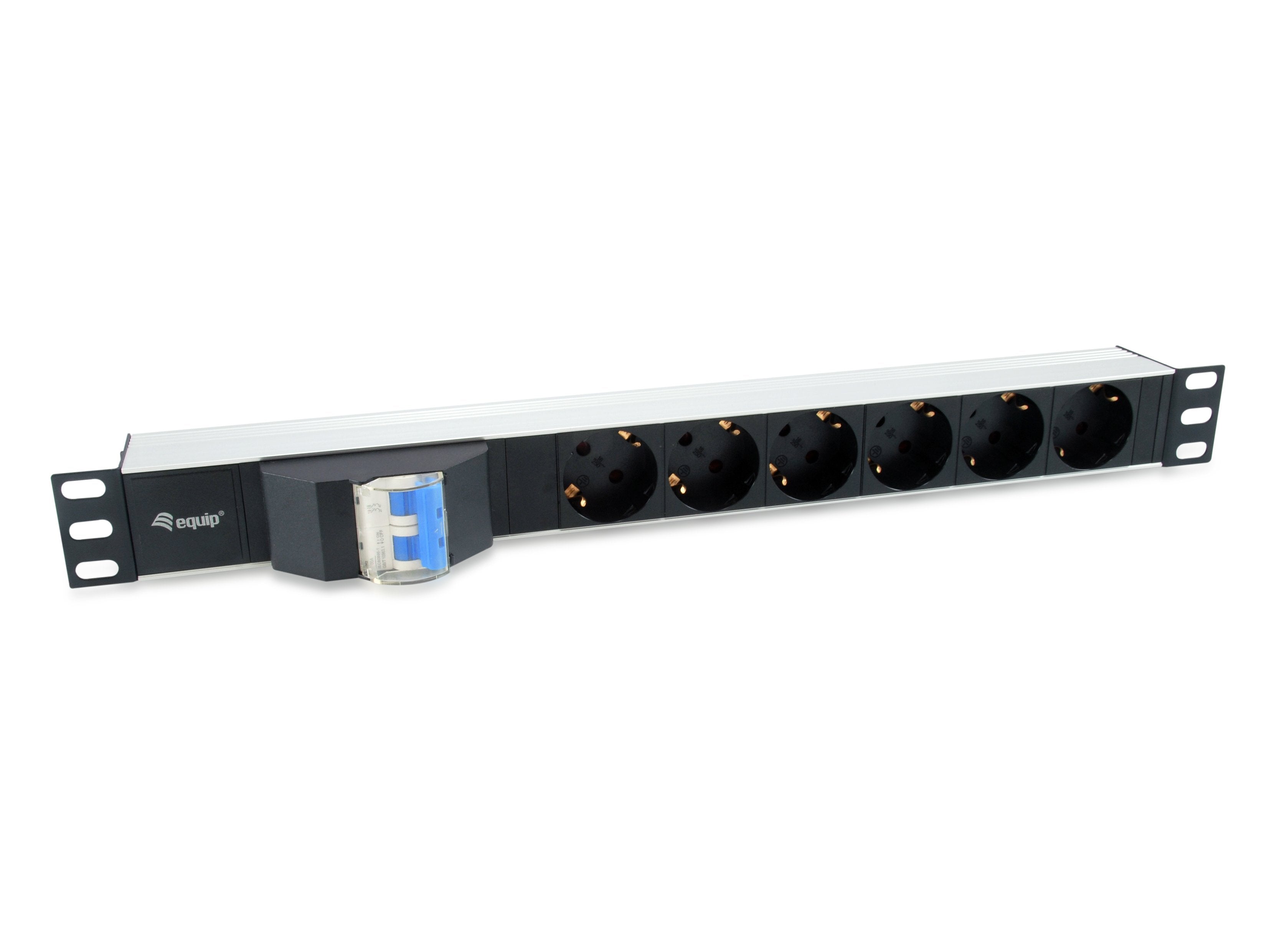 Regleta Alimentacion Aluminio Rack 19 1u 6 Tomas Tipo Shucko Euro Con Magnetotermico Cable 1.8m