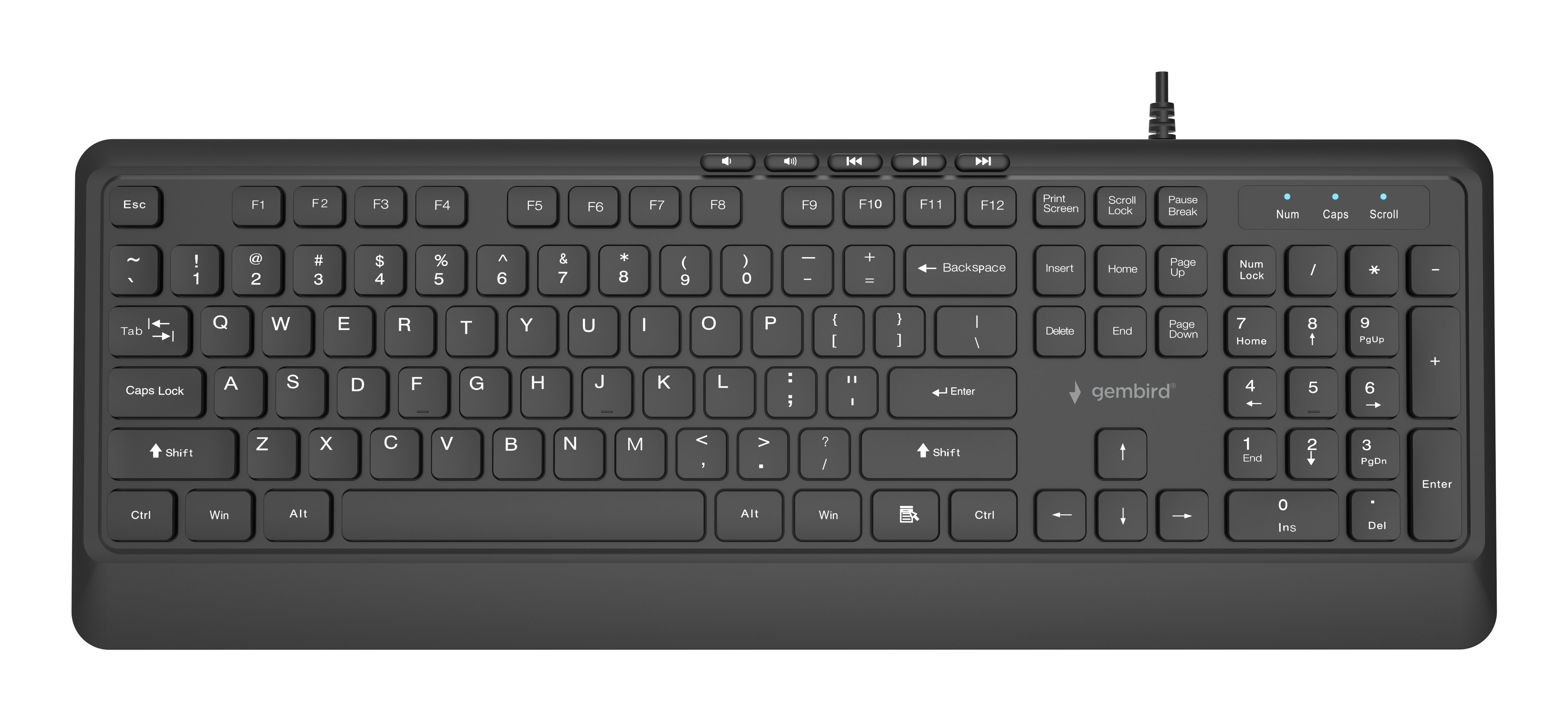 Gembird Slim Wired Multimedia Keyboard Negro Us Layout