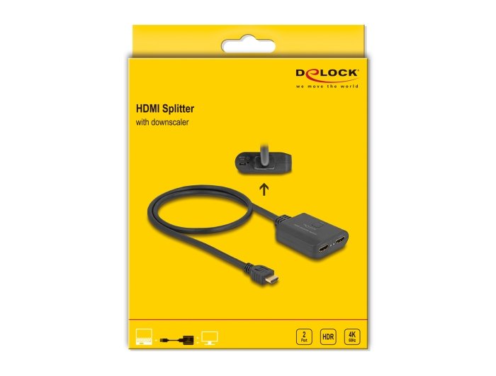 Delock Hdmi Splitter 1 X Hdmi In A 2 X Hdmi Out 4k 60 Hz Con Downscaler