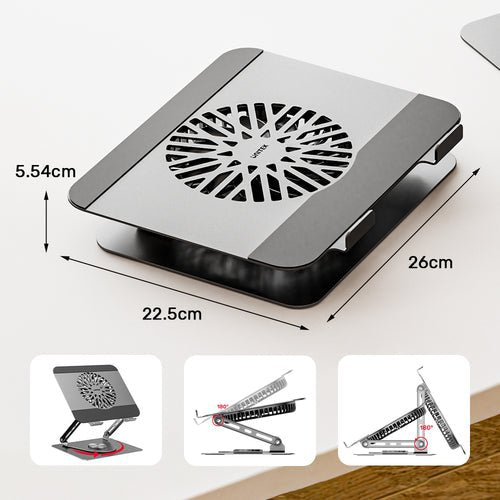 Unitek Ot1098agy01 Adjustable Laptop Stand With Detachable Cooling Fan Silver