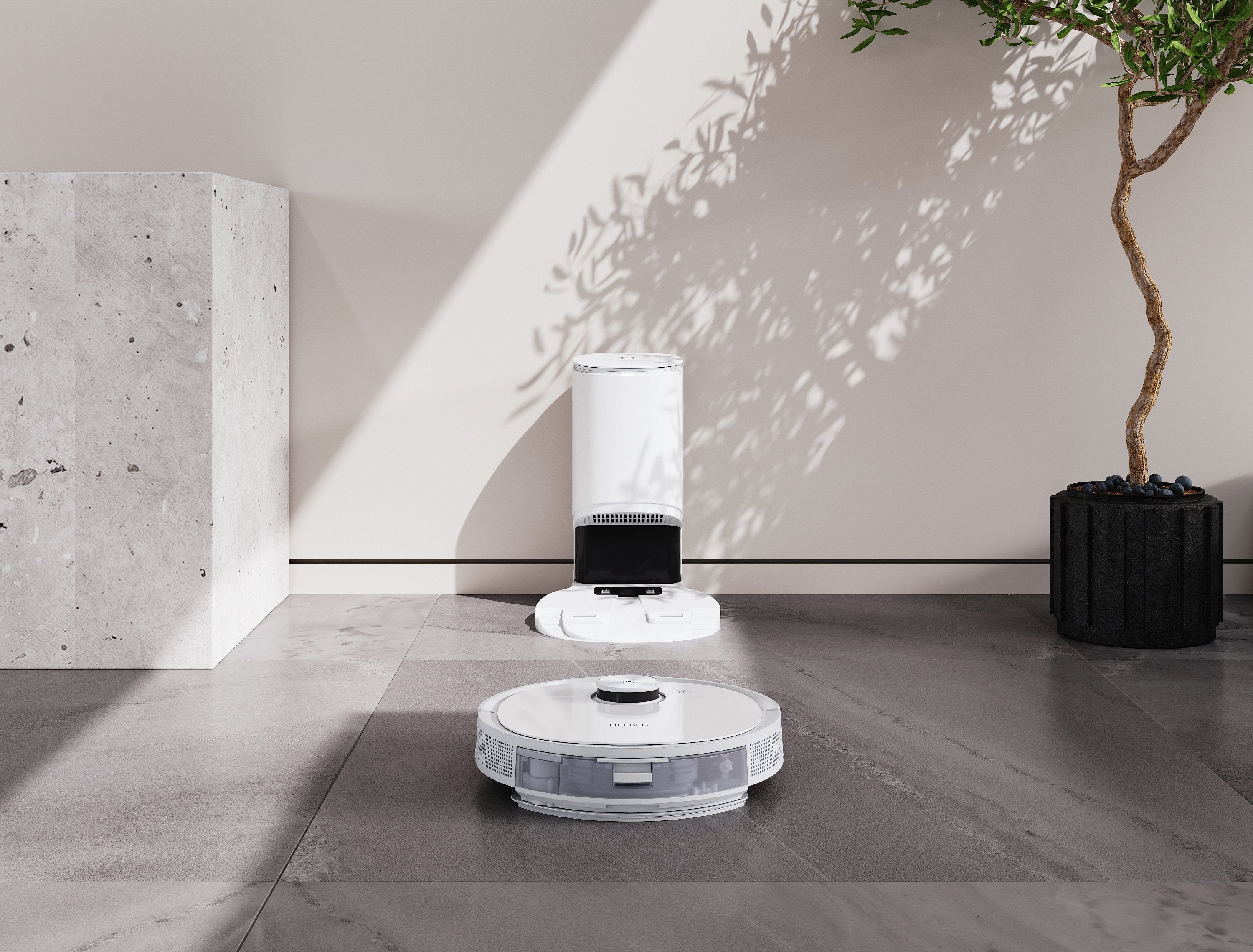 Robot Aspirador Ecovacs Deebot Ozmo T9+ Blanco Con Estación De Vaciado Automático