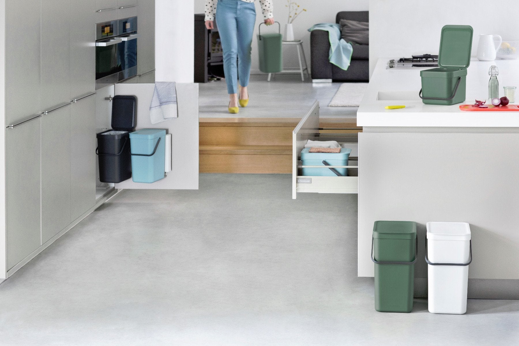Brabantia Sort & Go Abfallbehäl. 2 X 16 L Dark Grey & Jade Green