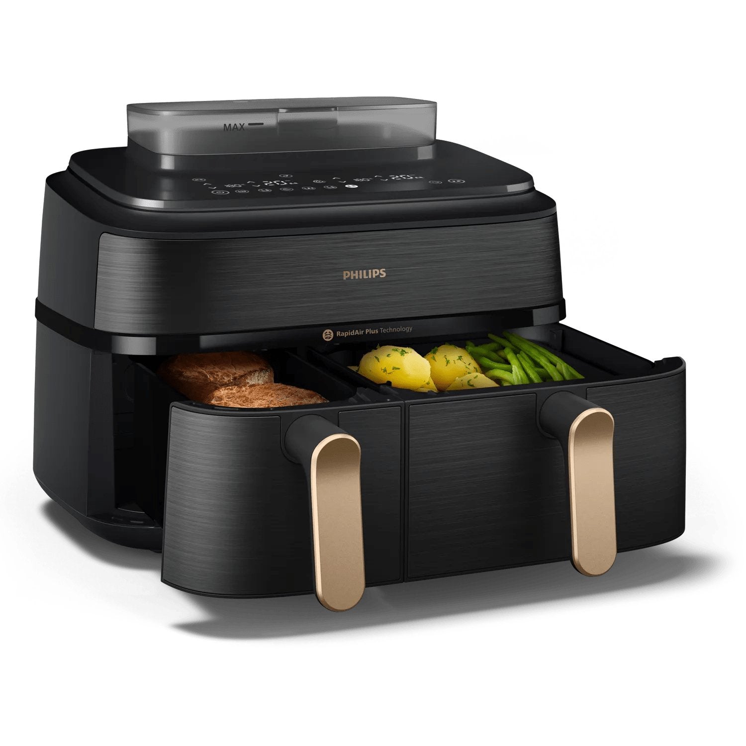 EAN 8720389049286 - Philips 5000 series NA552/00 freidora Doble 9 L Independiente 2750 W Freidora de aire caliente Negro, Oro imagen 7