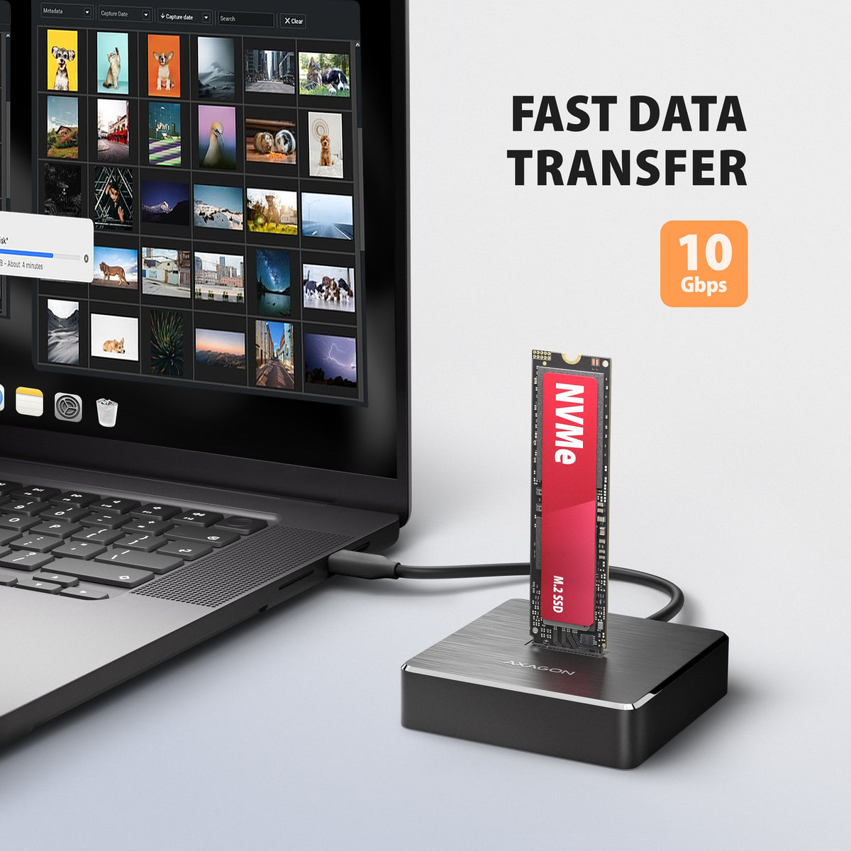 Adsa-M2c11 Base De Conexión Usb-C 3.2 Gen 2 Alu - 1 X Nvme /Sata M.2 10gbps