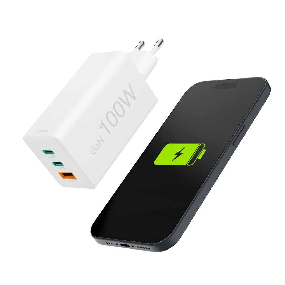 Hama Ladowarka Sieciowa Mini 100w Gan Pd/Qc 2x Usb-C, 1x Usb-A Biala
