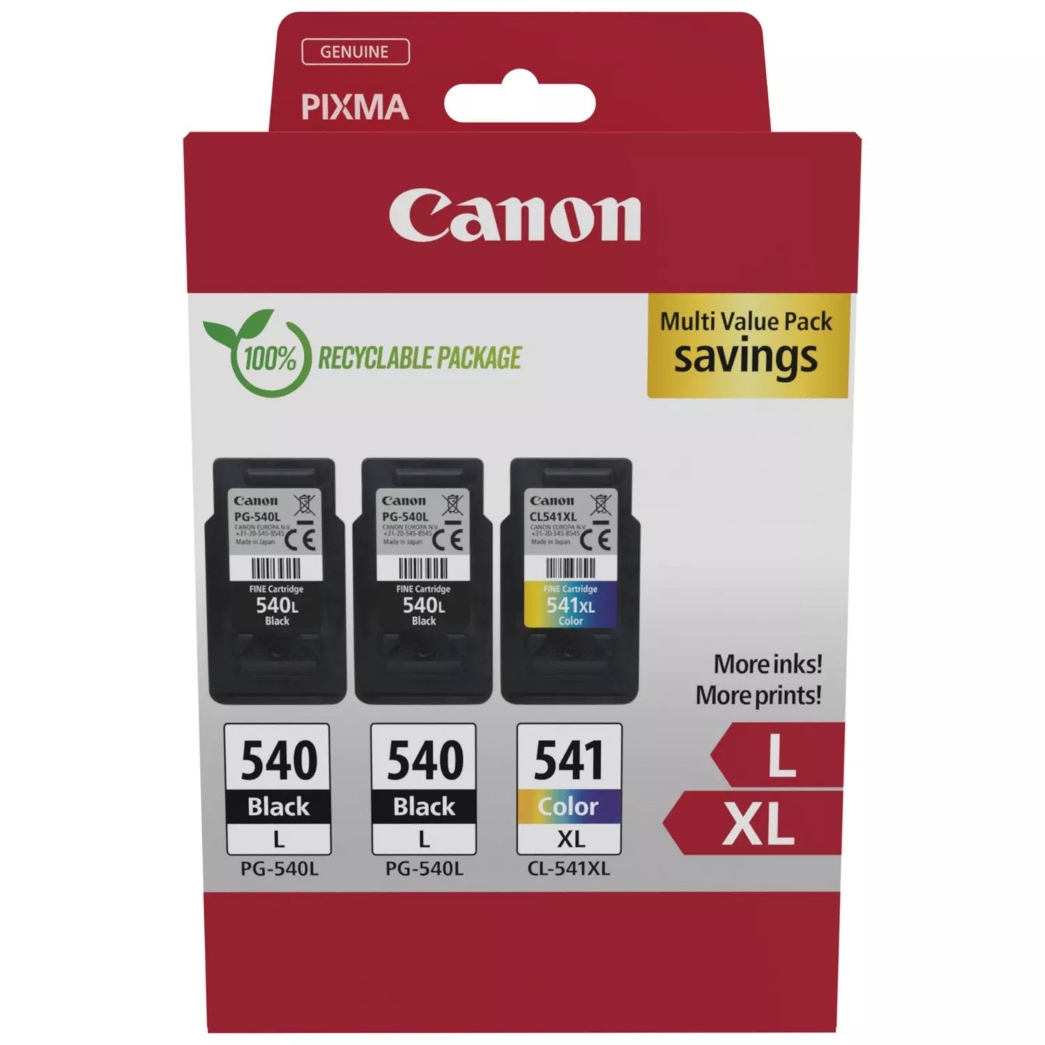 Canon Multipack Negro / Varios Colores Pg-540l + Cl-541xl Multi 5224b017  700 Copias
