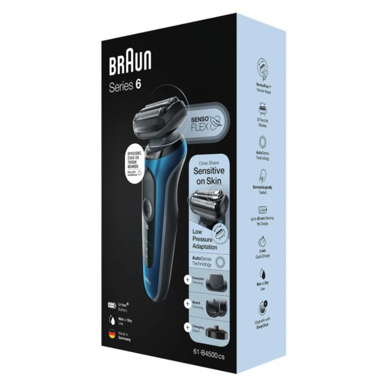 Máquinilla Braun Series 6 61-B4500cs De Afeitar De Láminas Recortadora Negro, Azul