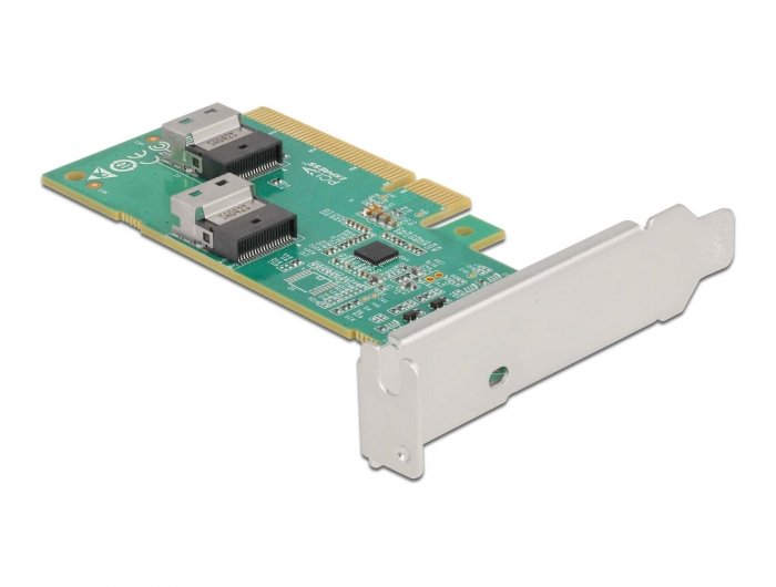 Pci Express 4.0 X8 Karte Zu 2 X Intern Sff-8654 4i Nvme - Bifurcation - Low Profile Formfaktor