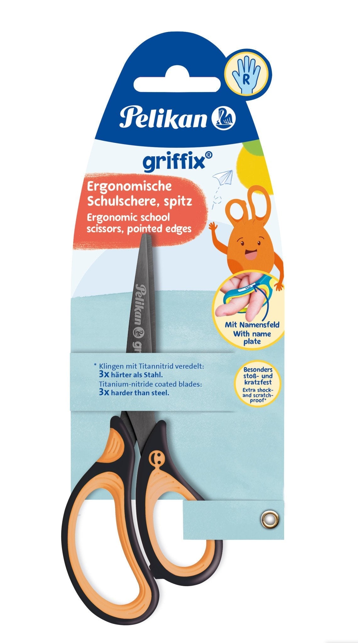 Pelikan Griffix Schulschere Spitz Rechtshänder Neonnegro Blimer