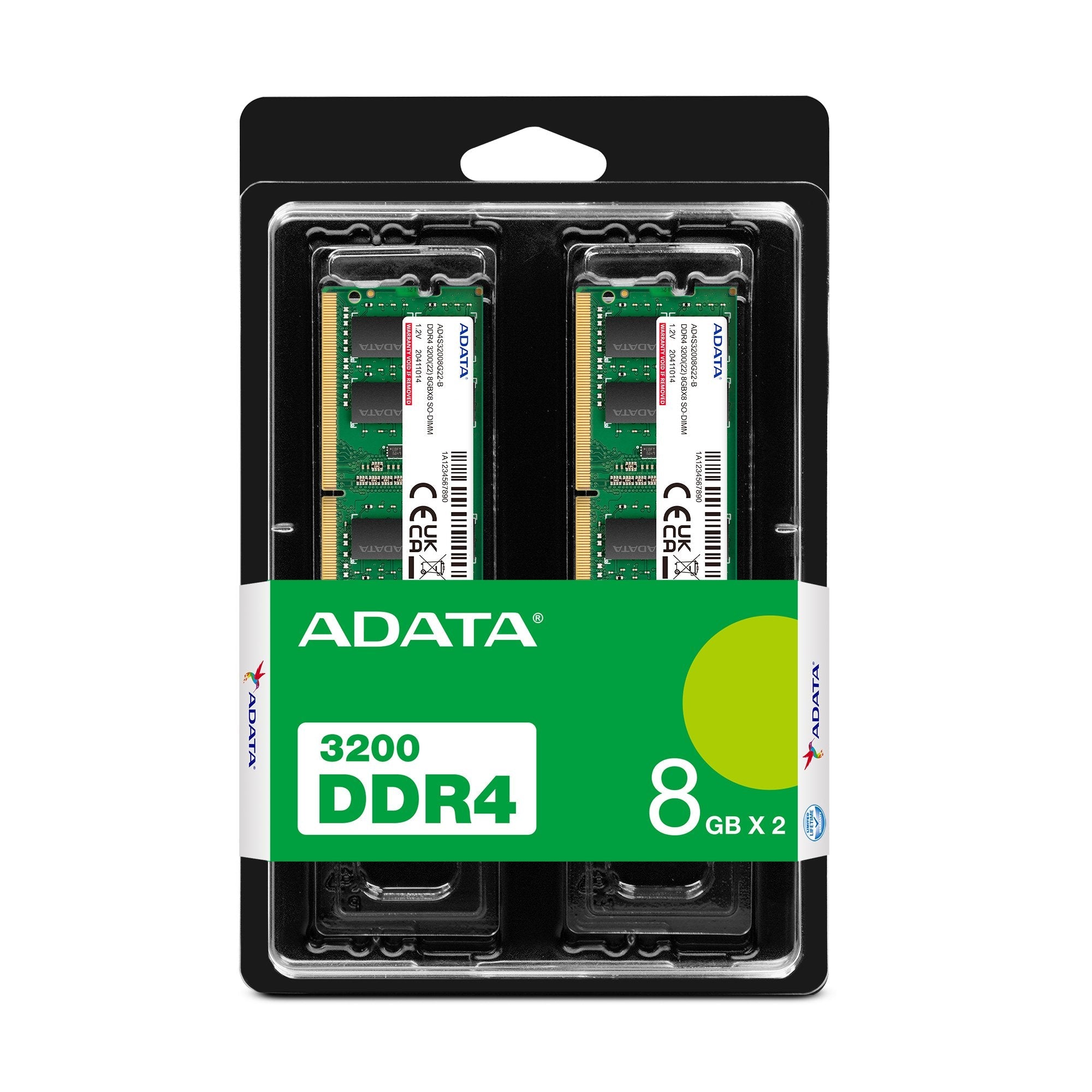 Adata 16 Gb Ddr4-3200 2x 8 Gb  Kit Dual, Memoria Verde, Ad4s32008g22-Dtgn, Premier Ad4s32008g22-Dtgn