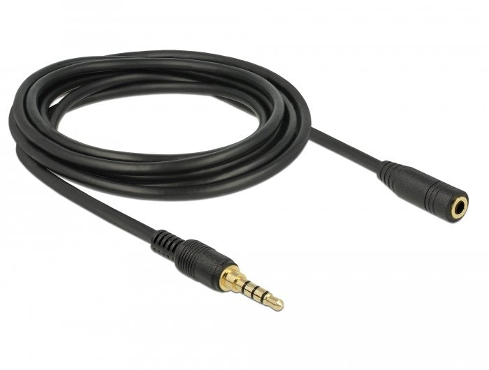 Delock Klinkenverlängerungscable 3,5 Mm 4 Pin Stecker Zu Buchse 3 M Schwarz