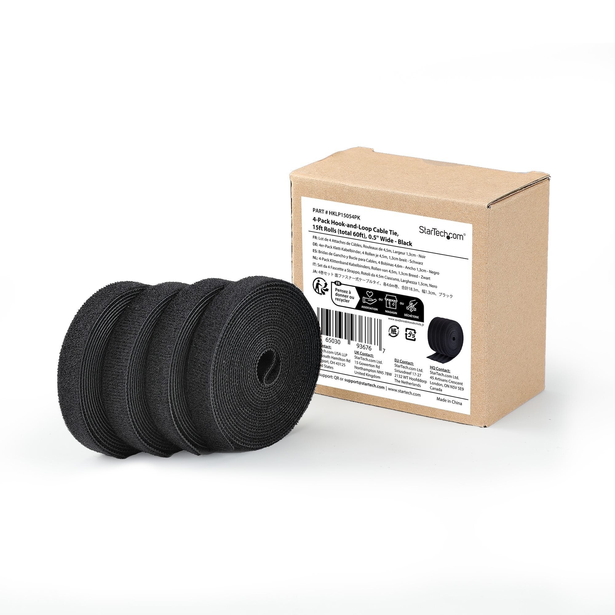 Startech Paquete De 4 Bobinas De 4,6m De Bridas Sujetacables