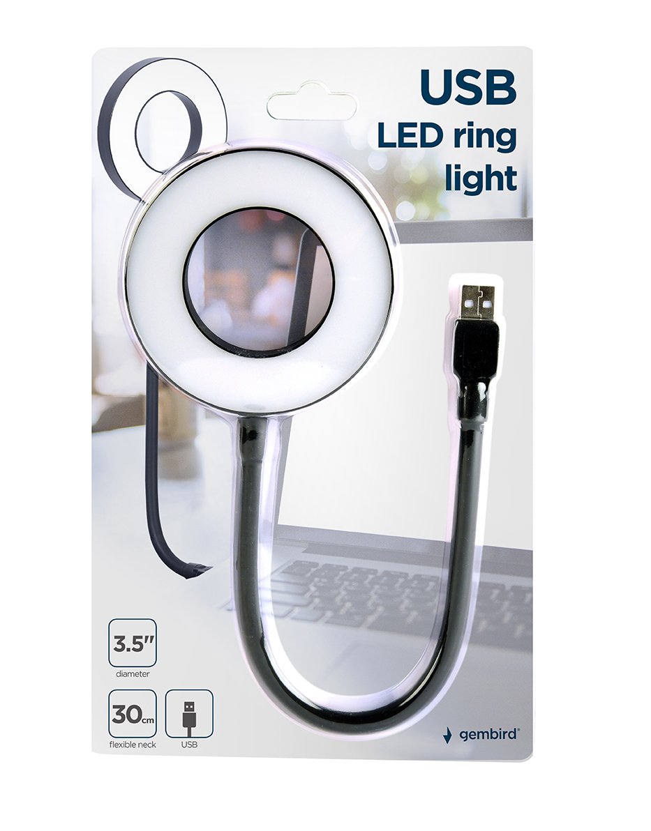EAN 8716309123730 - Gembird NL-LEDRING-01 aparato USB Negro, Blanco Lámpara imagen 4