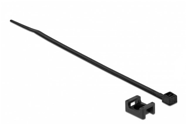 Delock Schraubhalter 15 X 10 Mm Mit Cablebinder L 200 X B 3,6 Mm Schwarz