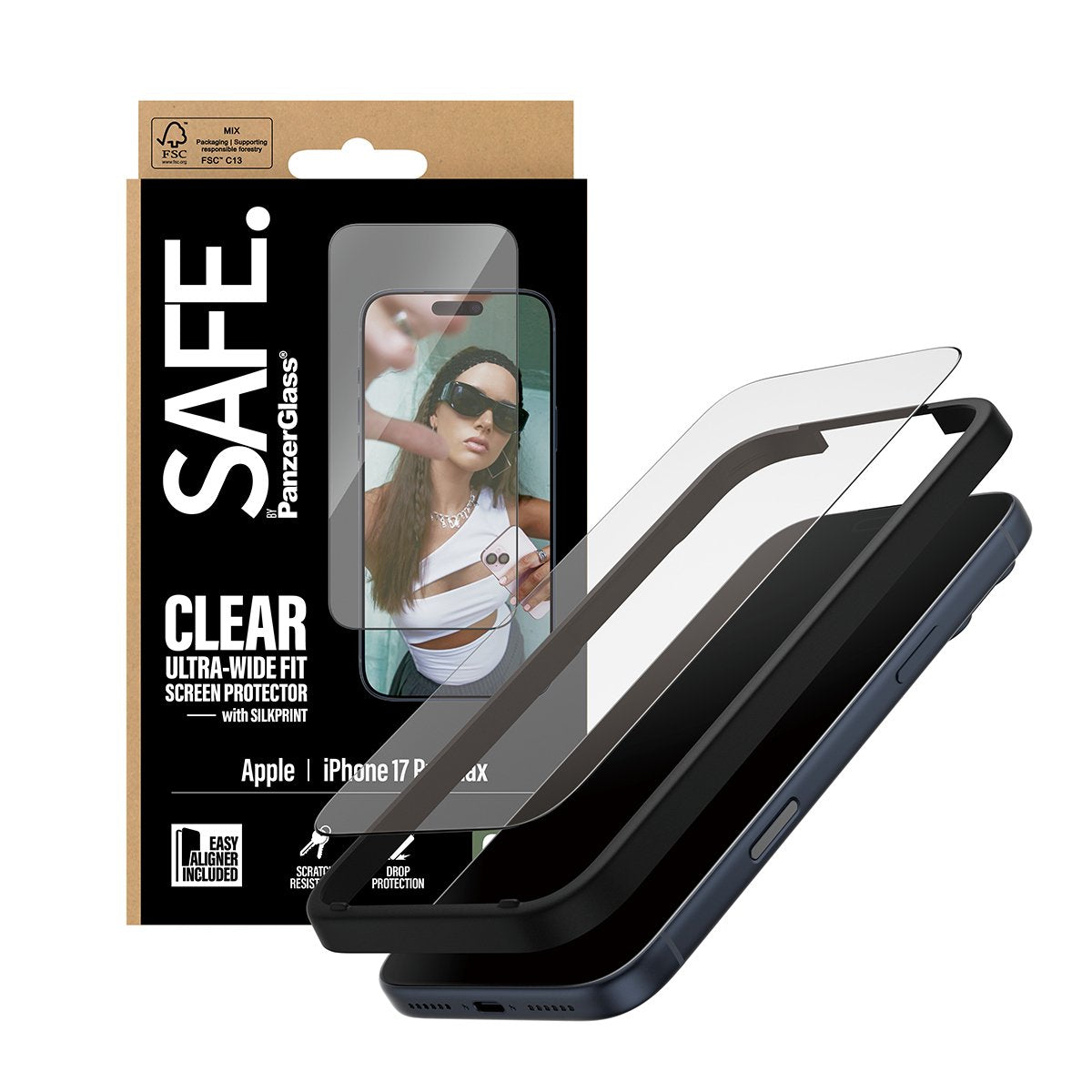 Panzerglass Safe. Screen Protector W. Negro Frame Iphone 17 Pro Max