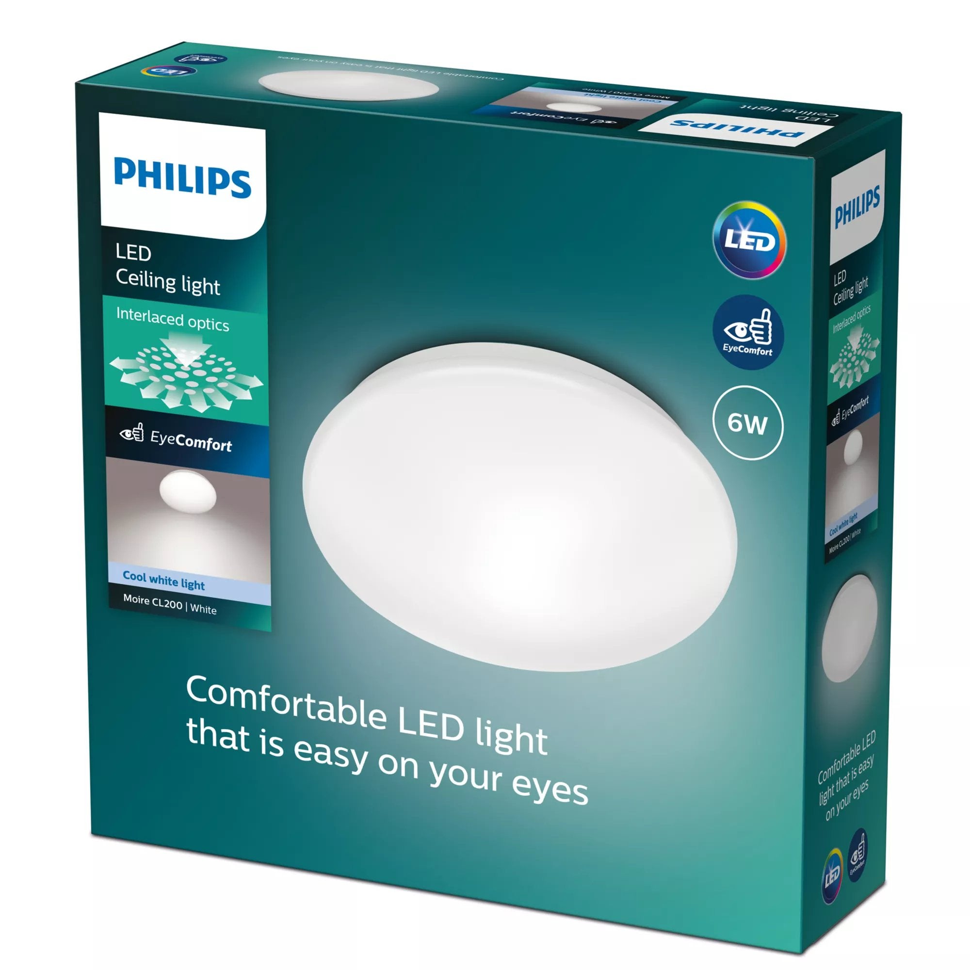 Plafon Interior De Led 6w 640lm 4000k Luz Dia Mod. Moire Ø22,5x6,8cm Philips
