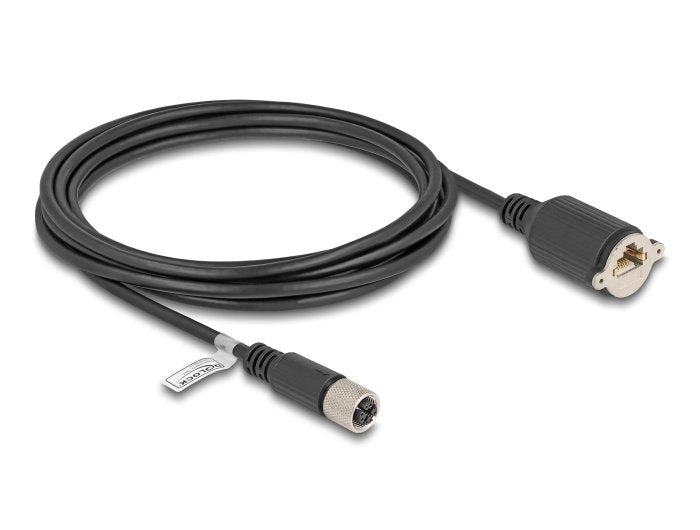 Delock M12 Cable X-Kodiert 8 Pin Hembra A Rj45 Hembra Cat.6a S/Ftp 3 M Negro