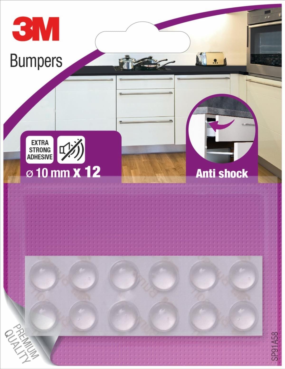 Scotch Topes Adhesivos Para Muebles - Antichoque - Diametro De 10mm - Paquete De 12 - Transparente
