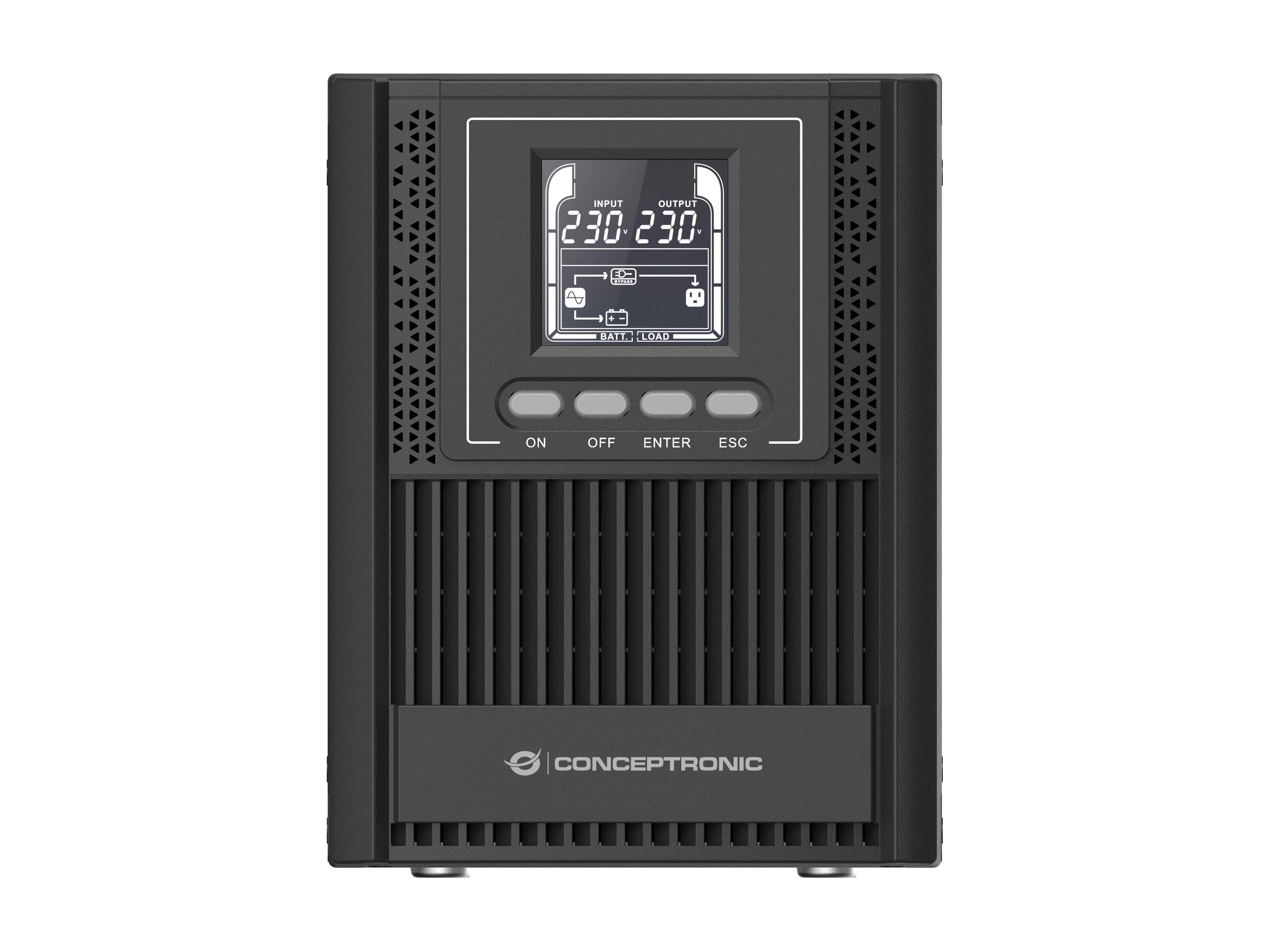 Conceptronic Zeus52es1k Sistema De Alimentación Ininterrumpida (Ups) Doble Conversión (En Línea) 1 Kva 900 W 3 Salidas Ac