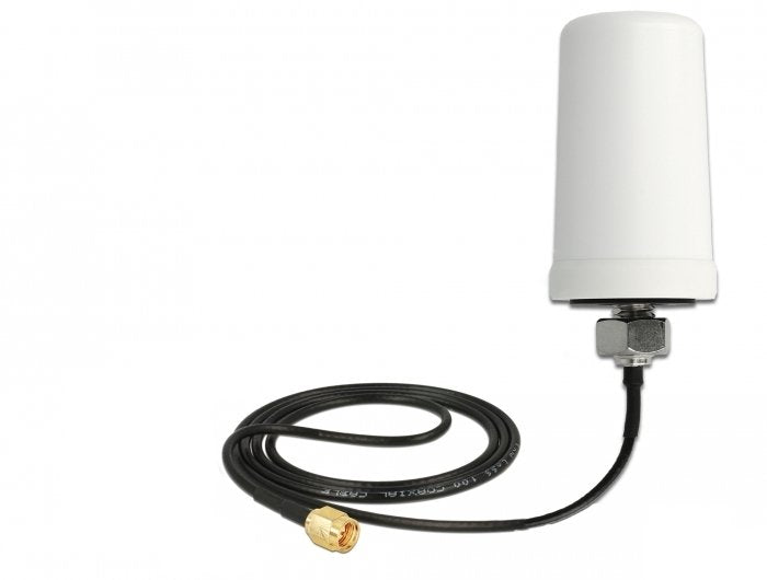 Delock Wlan 802.11 Ac A H B G N Antenne Sma Stecker 1,4 - 3,0 Dbi Omnidirektional Mit Anschlusscable Ula100 1 M Weiss Outdoor